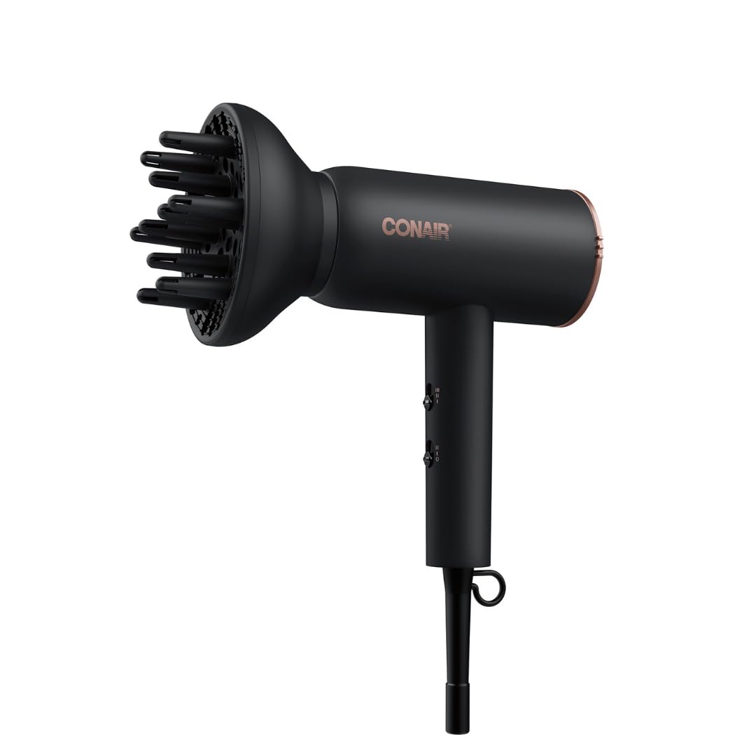 Conair 1875 Watt HTDC Titanium Pro 330C Hair Dryer, Ceramic Titanium Technology, Includes Concentrator and Diffuser,Tourmaline technology, Black, Perfect for travel ๐ All In One Marketplace Canada
