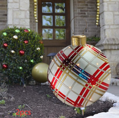 Giant Inflatable 60cm Christmas Ball Ornaments, Outdoor Waterproof PVC Ornament Ball, Holiday Decor, Pack Options