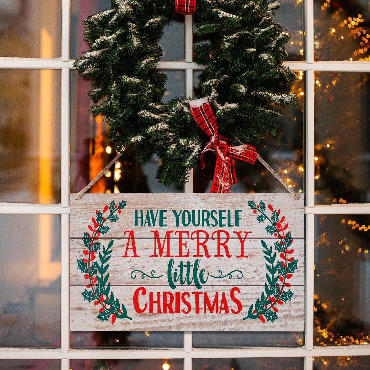 Merry Christmas Wooden Door Hanging Sign 11.8 × 7.1 in – Holiday Home & Office Decor (Canada Delivery Only)