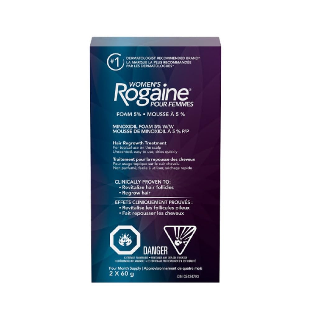 Rogaine Women's Rogaine 5% Minoxidil Foam - Once-a-day Hair Loss & Thinning Treatment, 4 Month Supply, white, 2 Month đ All In One Marketplace Canada