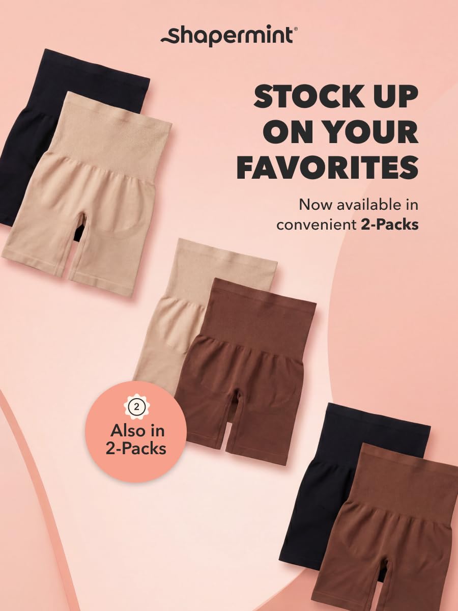 SHAPERMINT All Day Every Day High Waisted Shaper Shorts - Shapewear Women Tummy Control Underwear, Body Shaper for Women Nude π All In One Marketplace Canada