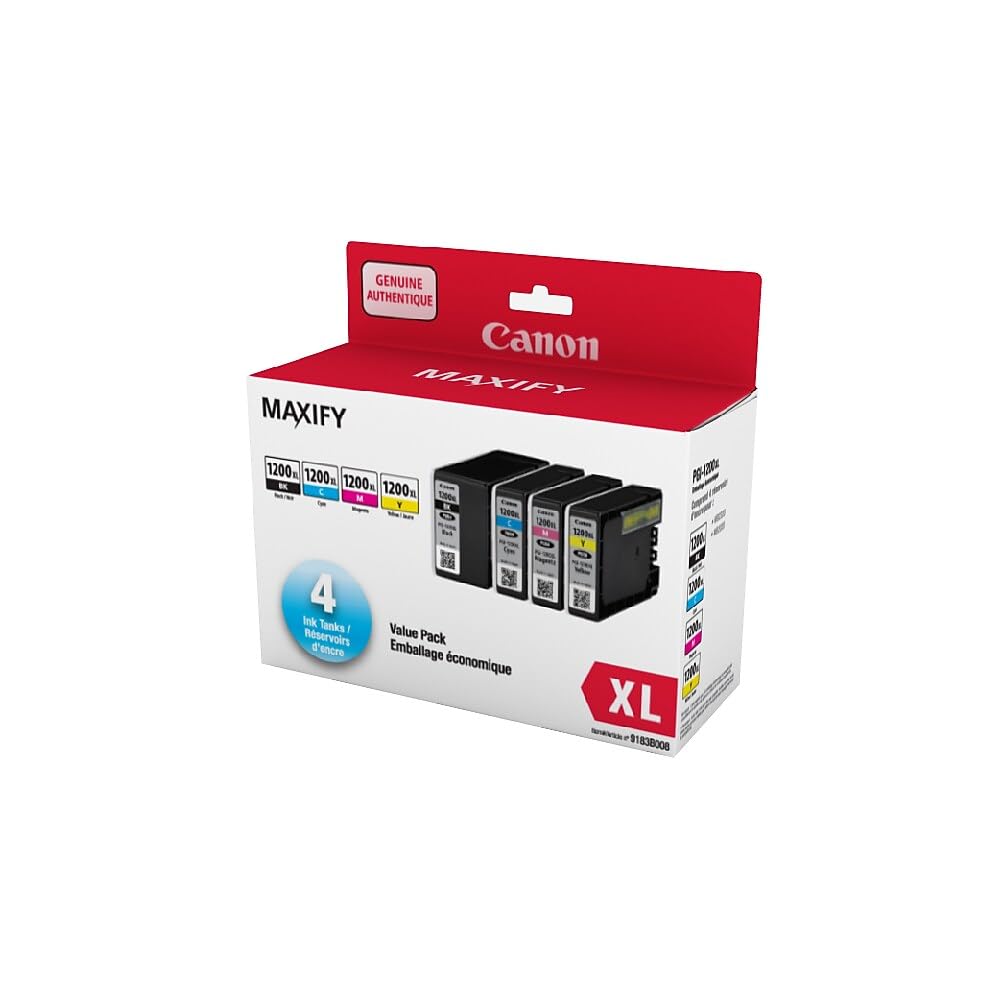 Canon Genuine Canon PGI-1200XL High Yield Four Colour Value Pack, Black, Cyan, Magenta and Yellow Ink Catridges ๐ All In One Marketplace Canada