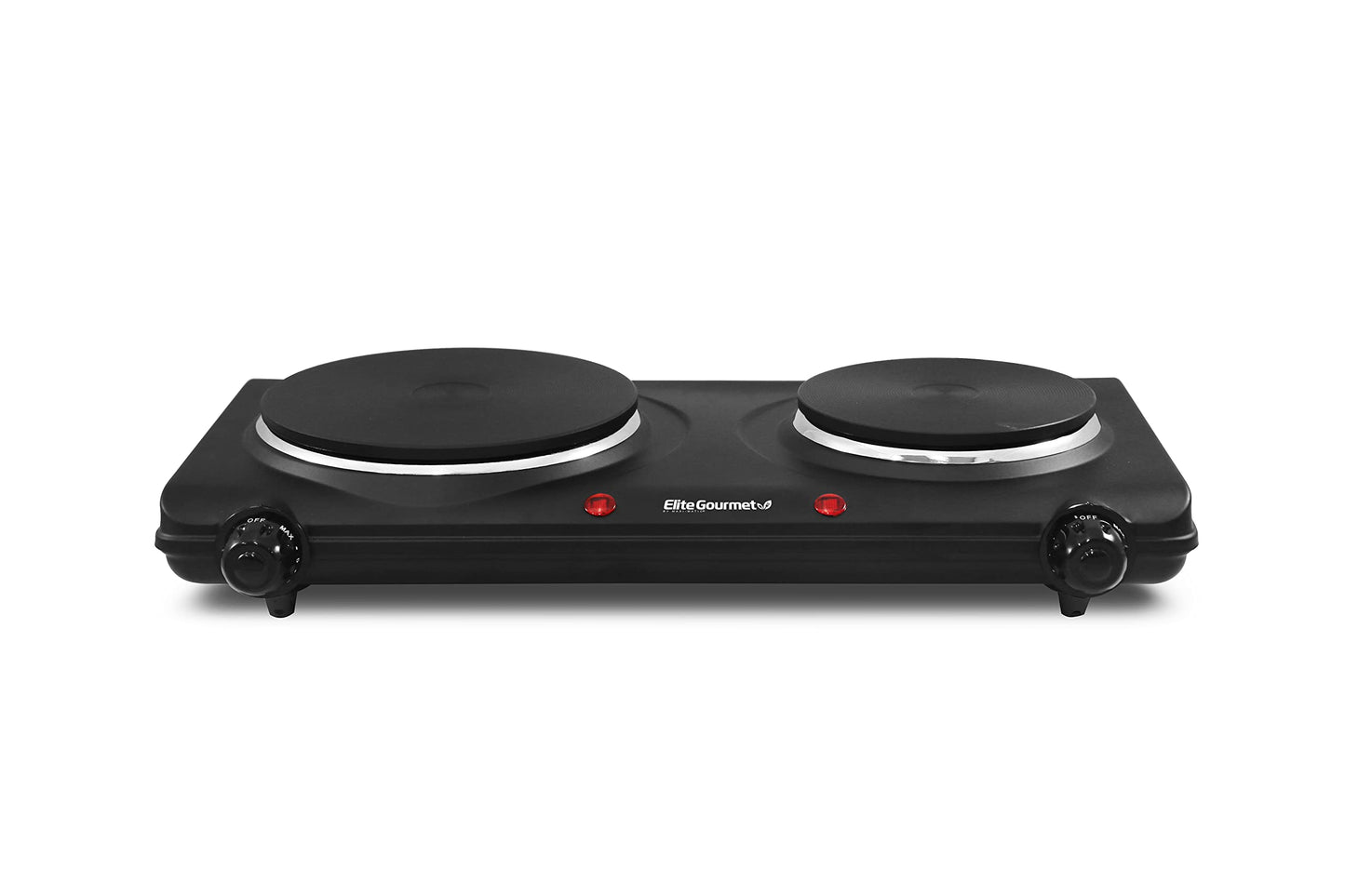 Elite Gourmet EDB-302BF Countertop Double Cast Iron Burner, 1500 Watts Electric Hot Plate, Temperature Controls, Power Indicator Lights, Easy to Clean, Black ๐ All In One Marketplace Canada