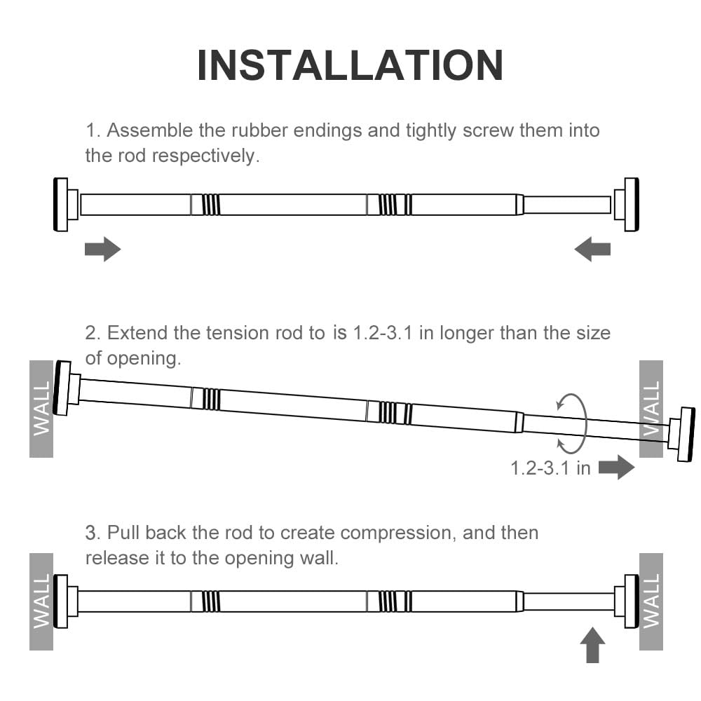 Ausemku Shower Curtain Rod Tension - 32-80 Inch Never Rust Non-Slip Spring Tension Curtain Rod No Drilling Stainless Steel Curtain Rod Use Bathroom Kitchen(Silver) 🍁 All In One Marketplace Canada