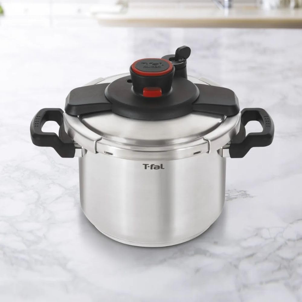 T-fal Clipso Stainless Steel Pressure Cooker, 6 Qt, Secure Locking System, One Hand System, Silver, Induction Compatible, Pressure Canner, Includes Recipe Book, Cookware ๐ All In One Marketplace Canada