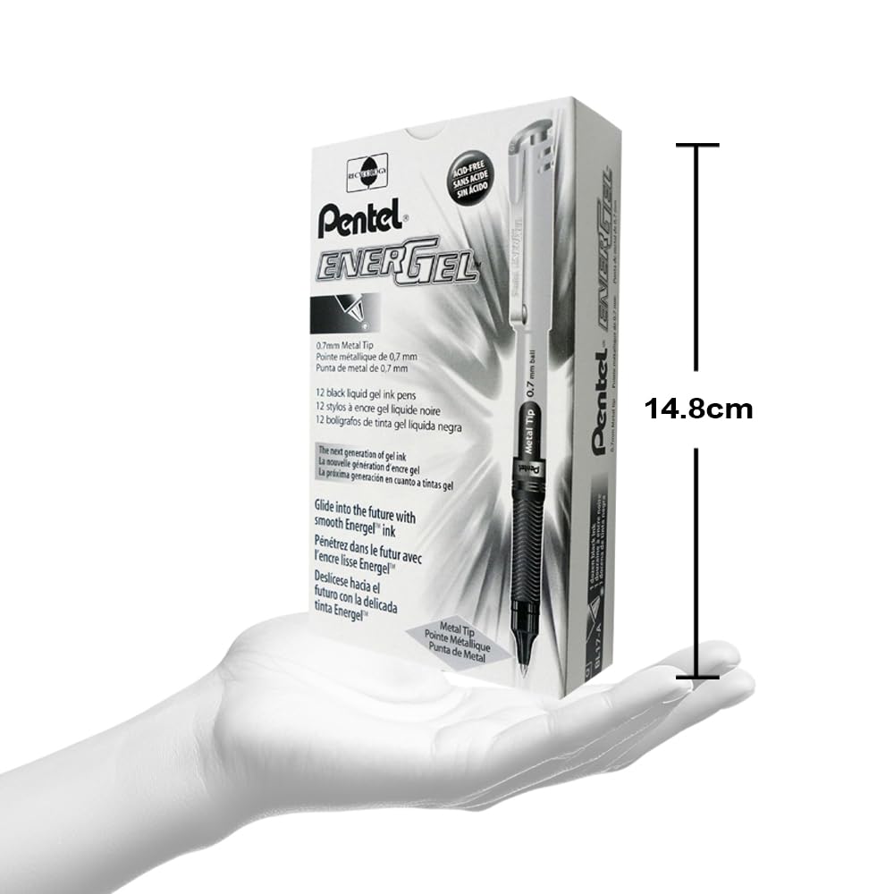 Pentel EnerGel Gel Pen with Cap 0.7mm, Black Ink, 12PK π All In One Marketplace Canada