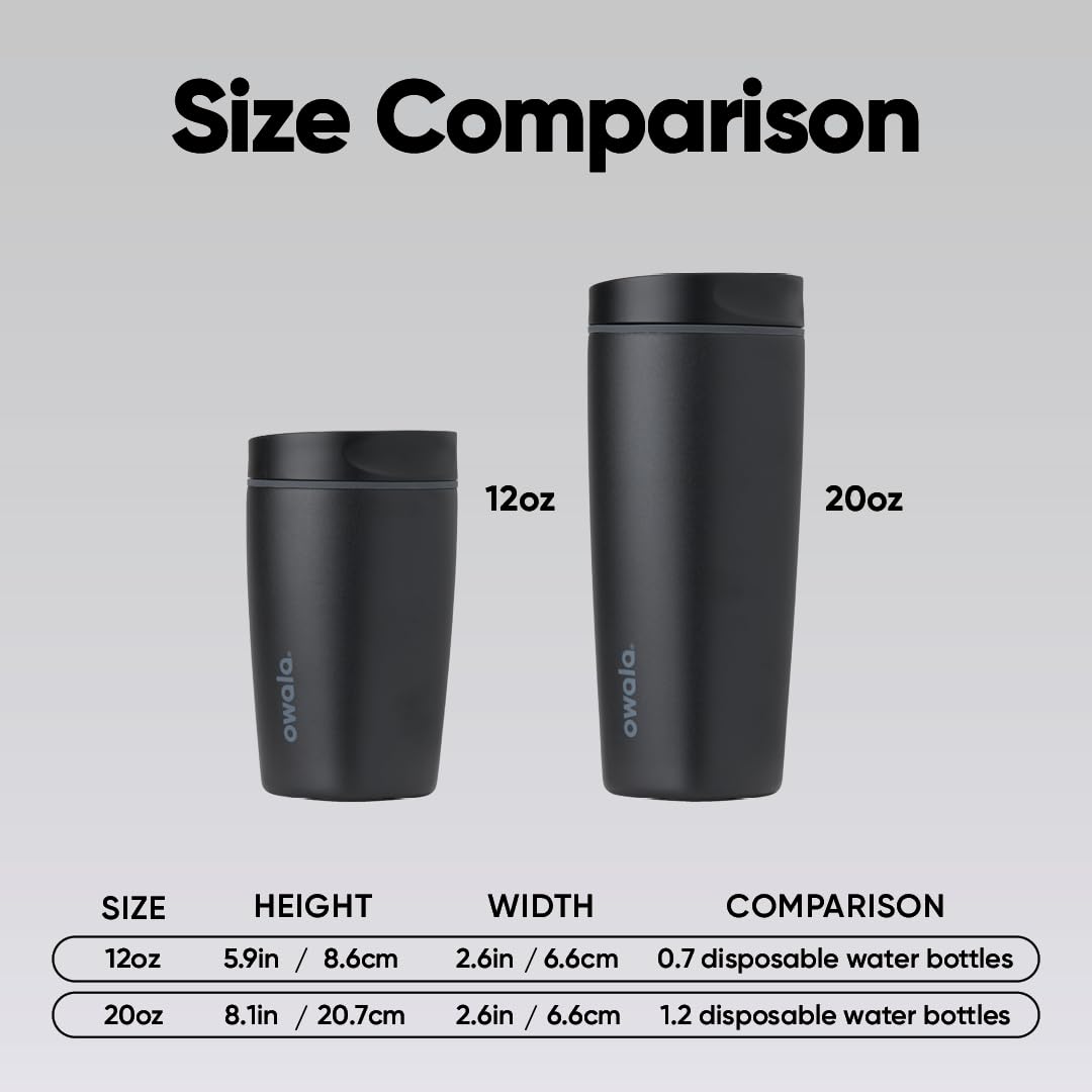 Owala SmoothSip Slider Insulated Stainless Steel Coffee Tumbler, Reusable Iced Coffee Cup, Hot Coffee Travel Mug, BPA Free 20 oz, Lakeside đ All In One Marketplace Canada