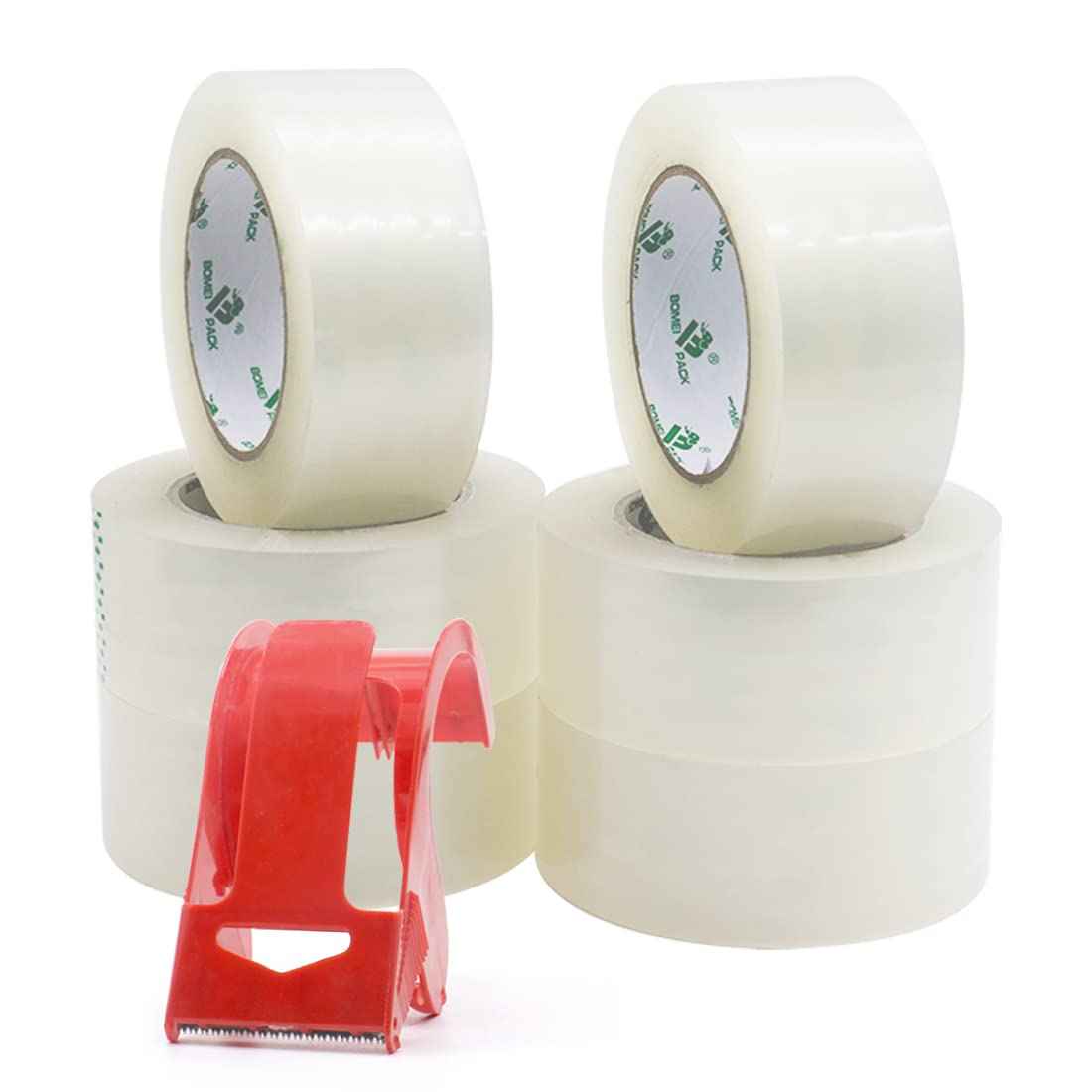 BOMEI PACK Packing Tape, Mailing & Storage Tape Clear, 1.88" x 100m, 6 Rolls with Hand-held Dispenser 🍁 All In One Marketplace Canada