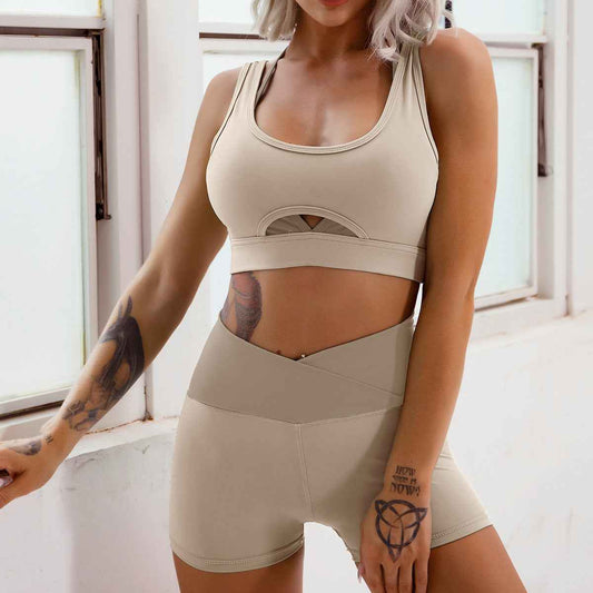 Women’s Contrast-Stitch Workout Set – Outdoor Running, Yoga & Fitness Activewear