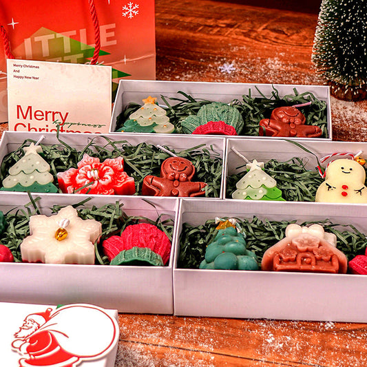 Christmas Scented Candle Gift Set, Festive Molded Aromatherapy Candles in Holiday Shapes โ Snowman, Reindeer, Tree & Gingerbread, Home Decor Gift Box