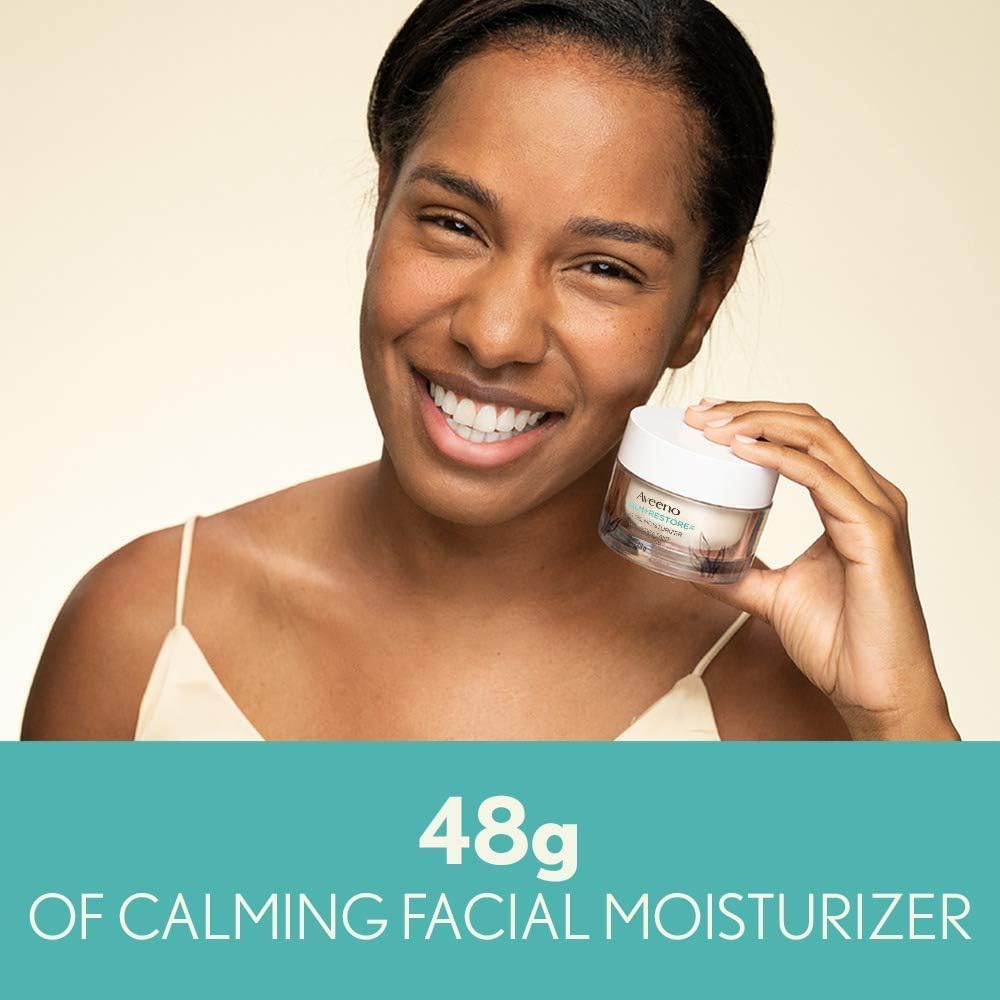 Aveeno Calm + Restore Oat Gel Facial Moisturizer for Sensitive Skin, Lightweight Gel Cream Face Moisturizer with Prebiotic Oat and Feverfew, Hypoallergenic, Fragrance and Paraben-free, 48 Grams π All In One Marketplace Canada