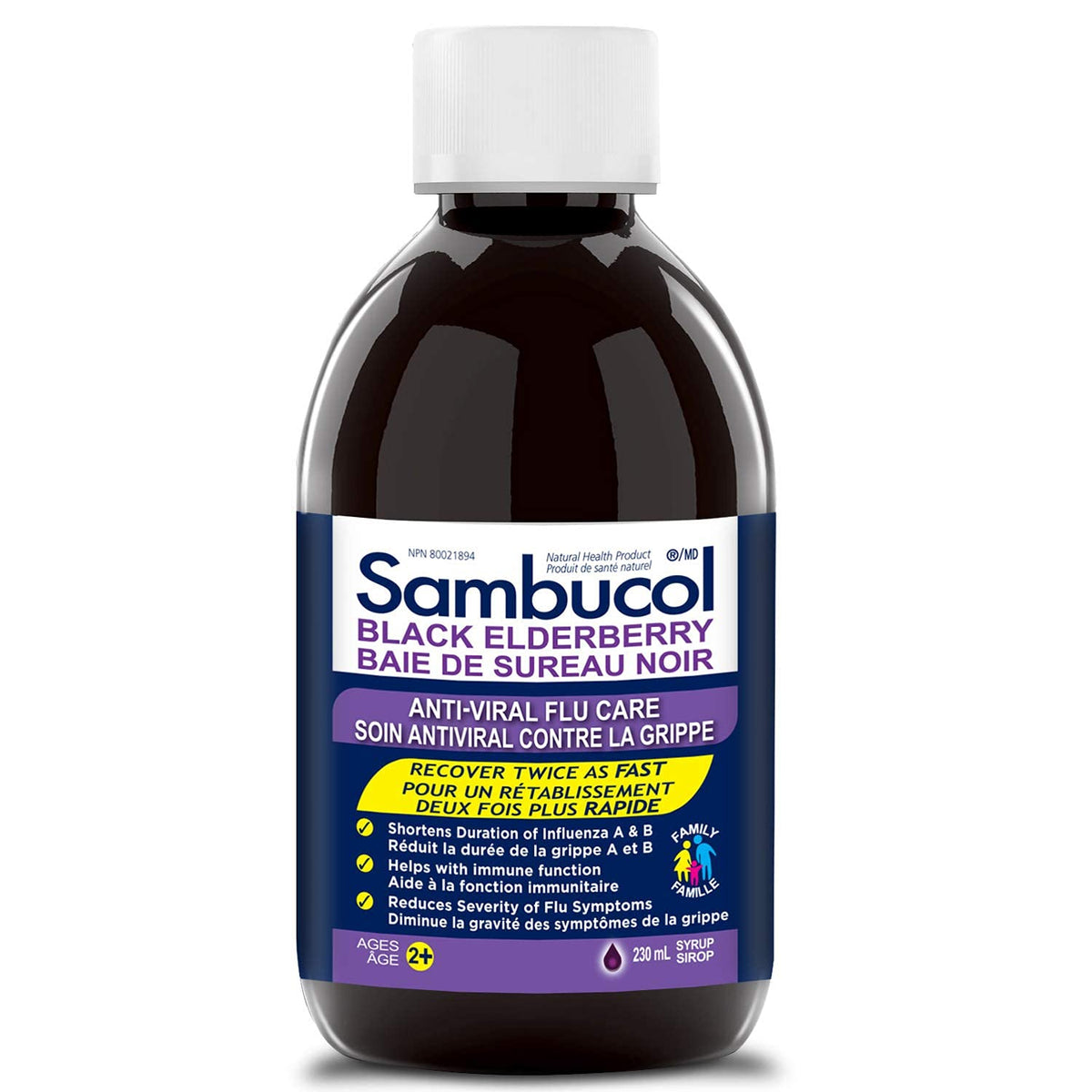 Sambucol Black Elderberry Anti-Viral Flu Care | Quickly Relieves Cold & Flu Symptoms | Immune Support & Antioxidant | Ideal for Families | Syrup, 230 mL, blue 🍁 All In One Marketplace Canada