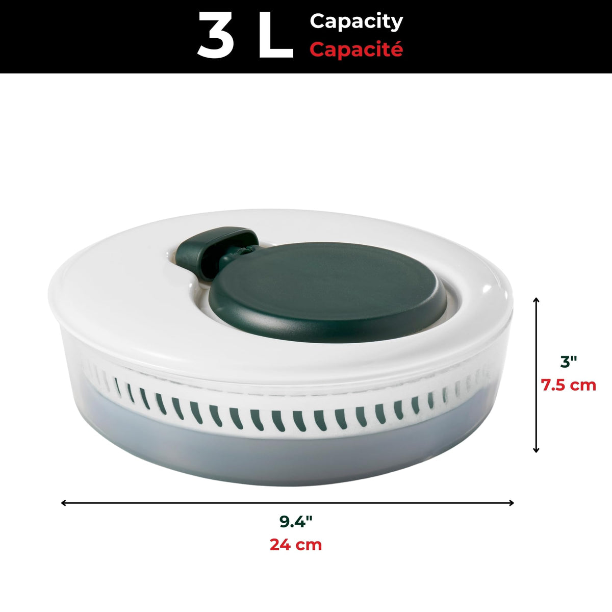 Starfrit Collapsible Salad Spinner 3L Capacity - Compact Storage - Basket Doubles as Colander - Bowl Can Be Used For Serving ๐ All In One Marketplace Canada