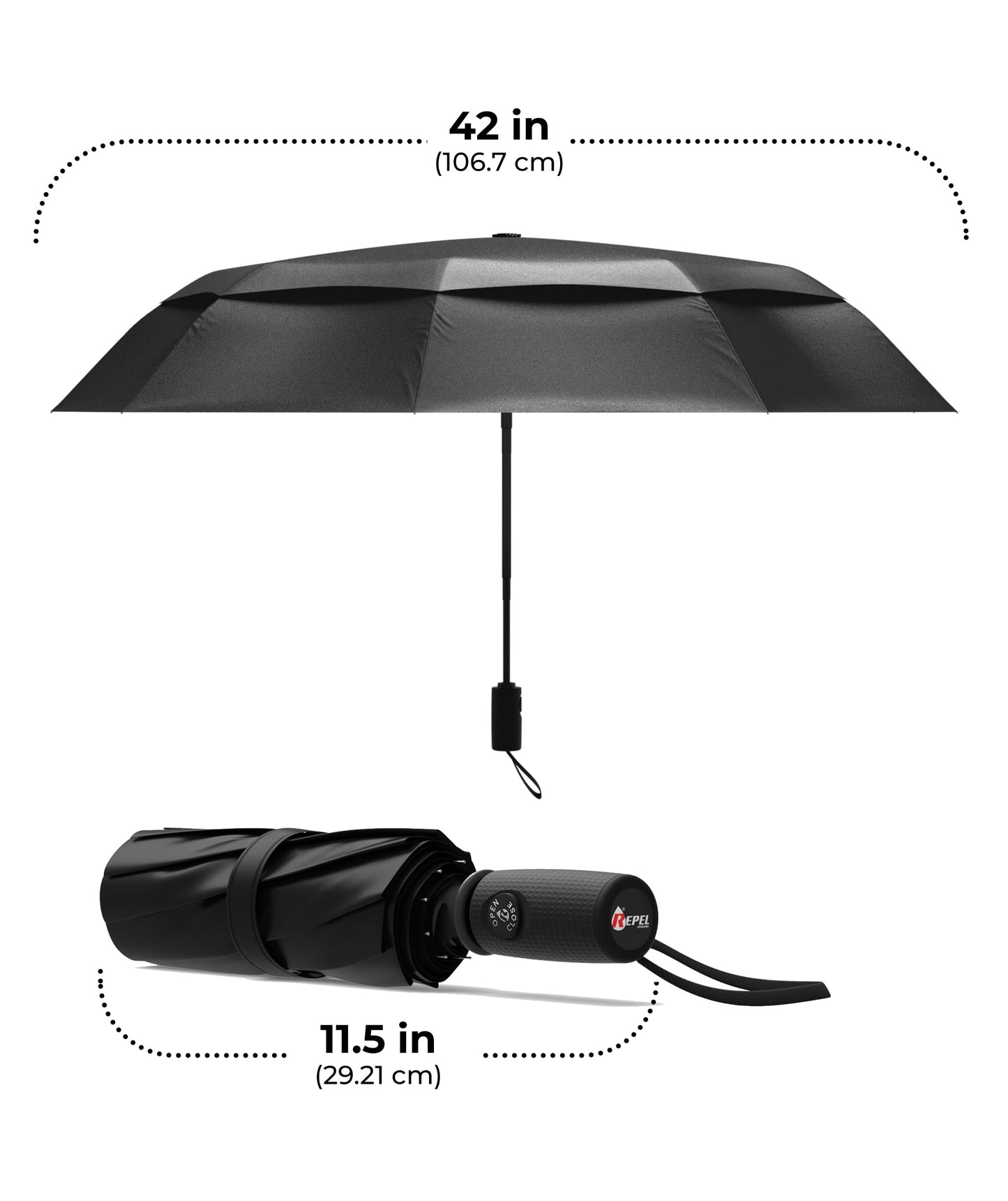Repel Windproof Travel Umbrella - Compact & Withstands Winds up to 100MPH, Strongest Premium Auto Folding Umbrella for Rain and Sun - Durable, Light & Portable for Women & Men, Fits Backpack & Cars ๐ All In One Marketplace Canada