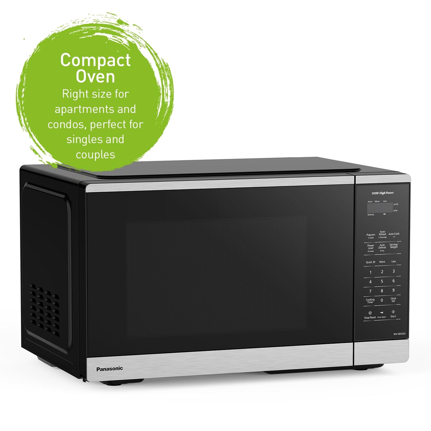 Panasonic NNSB42QSC Compact 900 W High Power Microwave Oven, 7 Auto Cook Menus, 0.9 cft. Interior Capacity, Child Lock, Stainless Steel, Black ๐ All In One Marketplace Canada