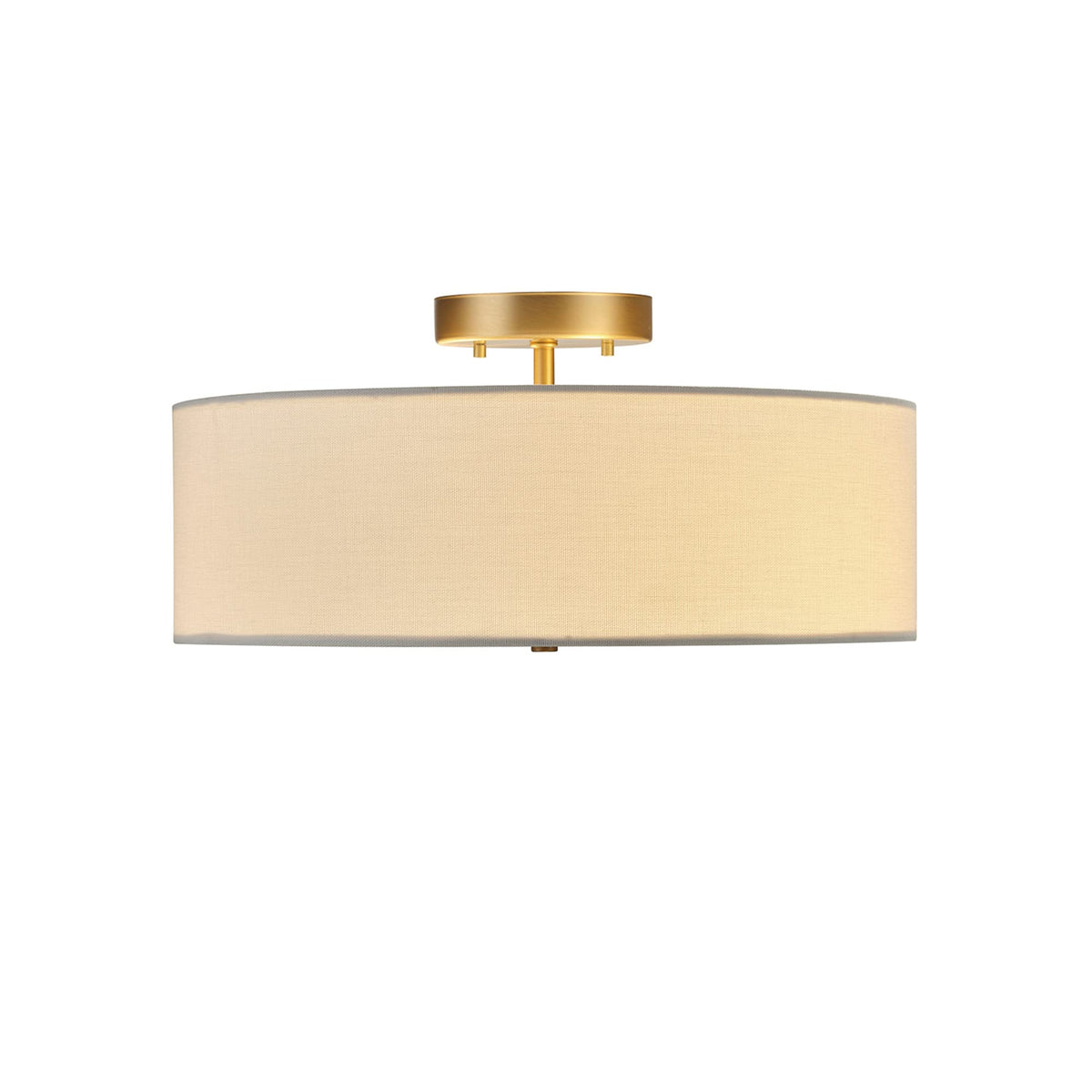 Globe Electric 60998 Kyle 2-Light Flush Mount Ceiling Light, Matte Brass, White Linen Shade ๐ All In One Marketplace Canada