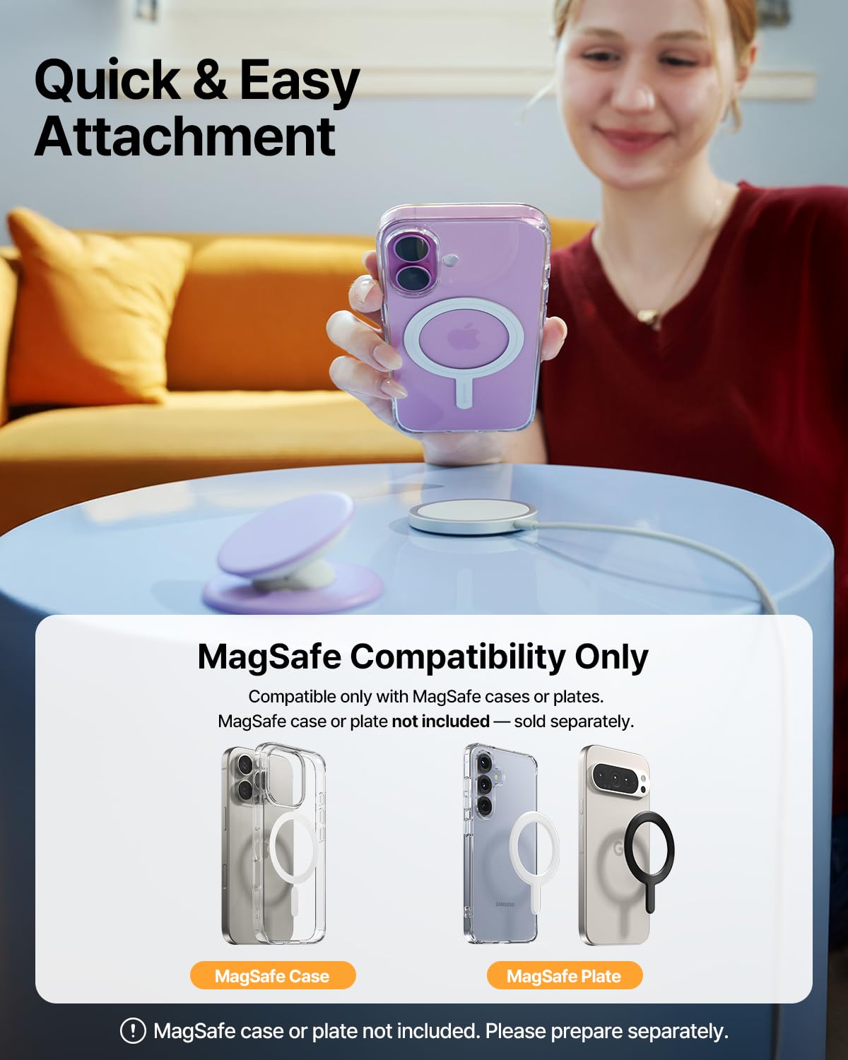 Sinjimoru for MagSafe Phone Grip, Soft Silicone Magnetic Finger Grip for iPhone 17/16/15/14/13, Comfortable One-Touch Holding, M-Tap Tok Black ๐ All In One Marketplace Canada
