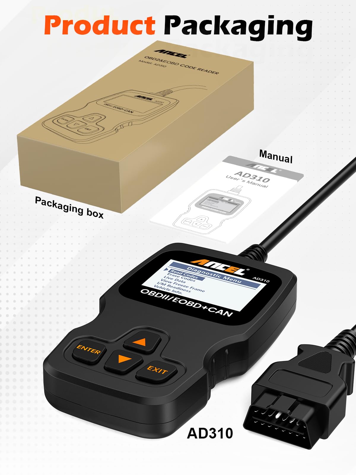 ANCEL AD310 Classic Enhanced Universal OBD II Scanner Car Engine Fault Code Reader CAN Diagnostic Tool (Black) ๐ All In One Marketplace Canada