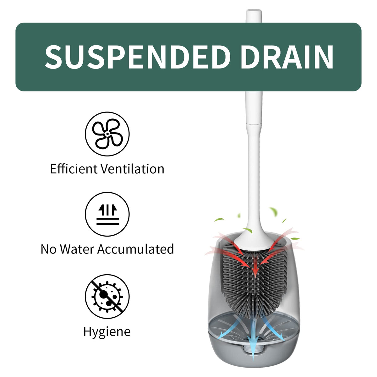Hibbent Toilet Brush with Ventilated Drying Holder, Silicone Toilet Bowl Brush Bathroom Cleaning Bowl Brush Kit Sturdy Cleaning Toilet Brush, Floor Standing & Wall Mounted Without Drilling 🍁 All In One Marketplace Canada