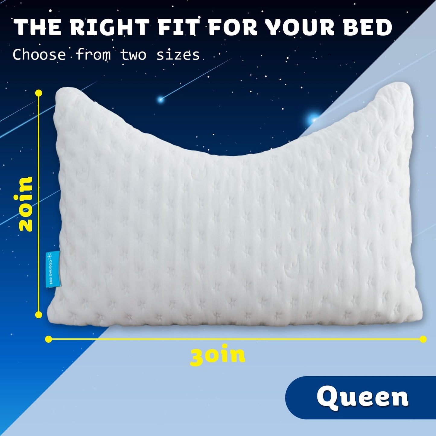 Cooling Side Sleeper Pillow for Neck and Shoulder, Luxury Shredded Memory Foam Curved Bed Pillows for Sleeping Set of 1- Adjustable Queen Size- Washable Cover Crescent White π All In One Marketplace Canada