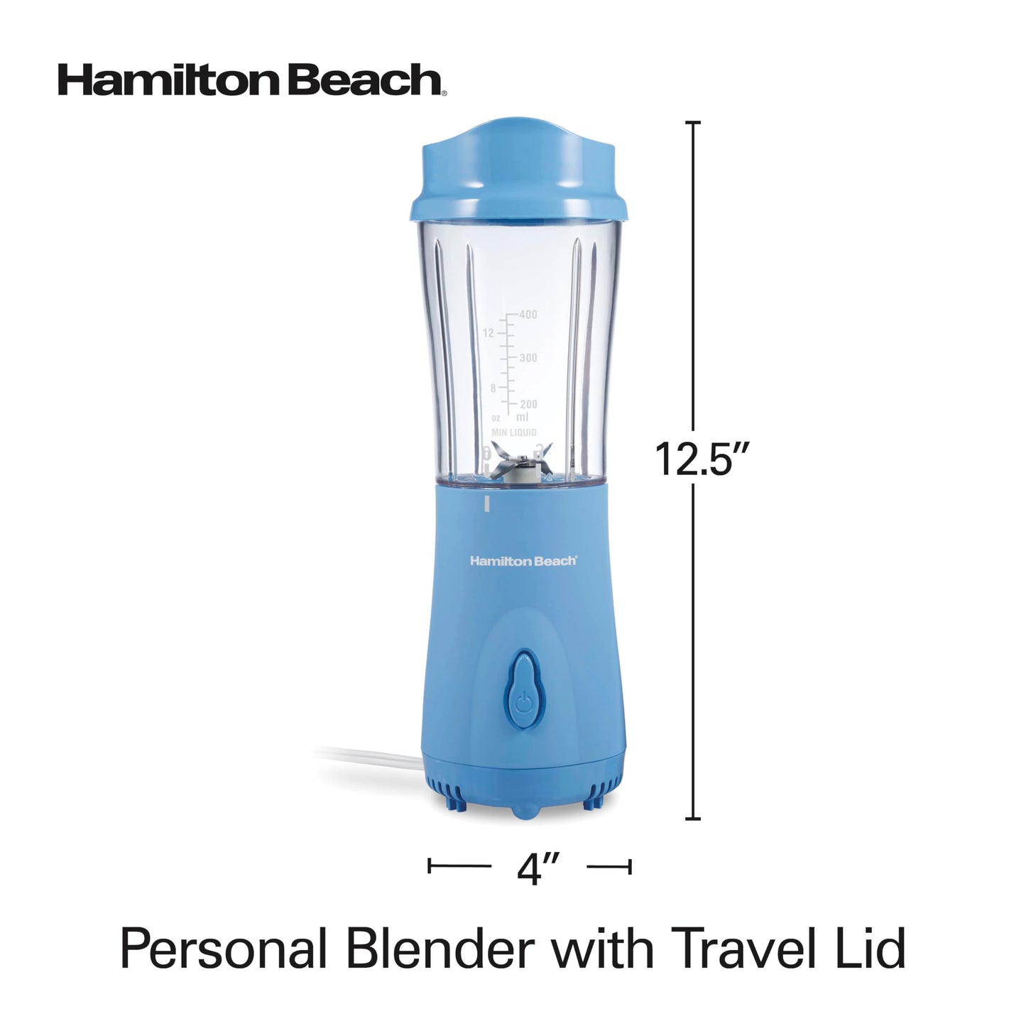 Hamilton Beach Personal Blender for Smoothies & Protein Shakes, Portable Single Serve Blender with Travel Lid, 14 oz BPA-Free Jar, 175W, Compact Countertop Blender, Tranquil Blue, 51172 ๐ All In One Marketplace Canada