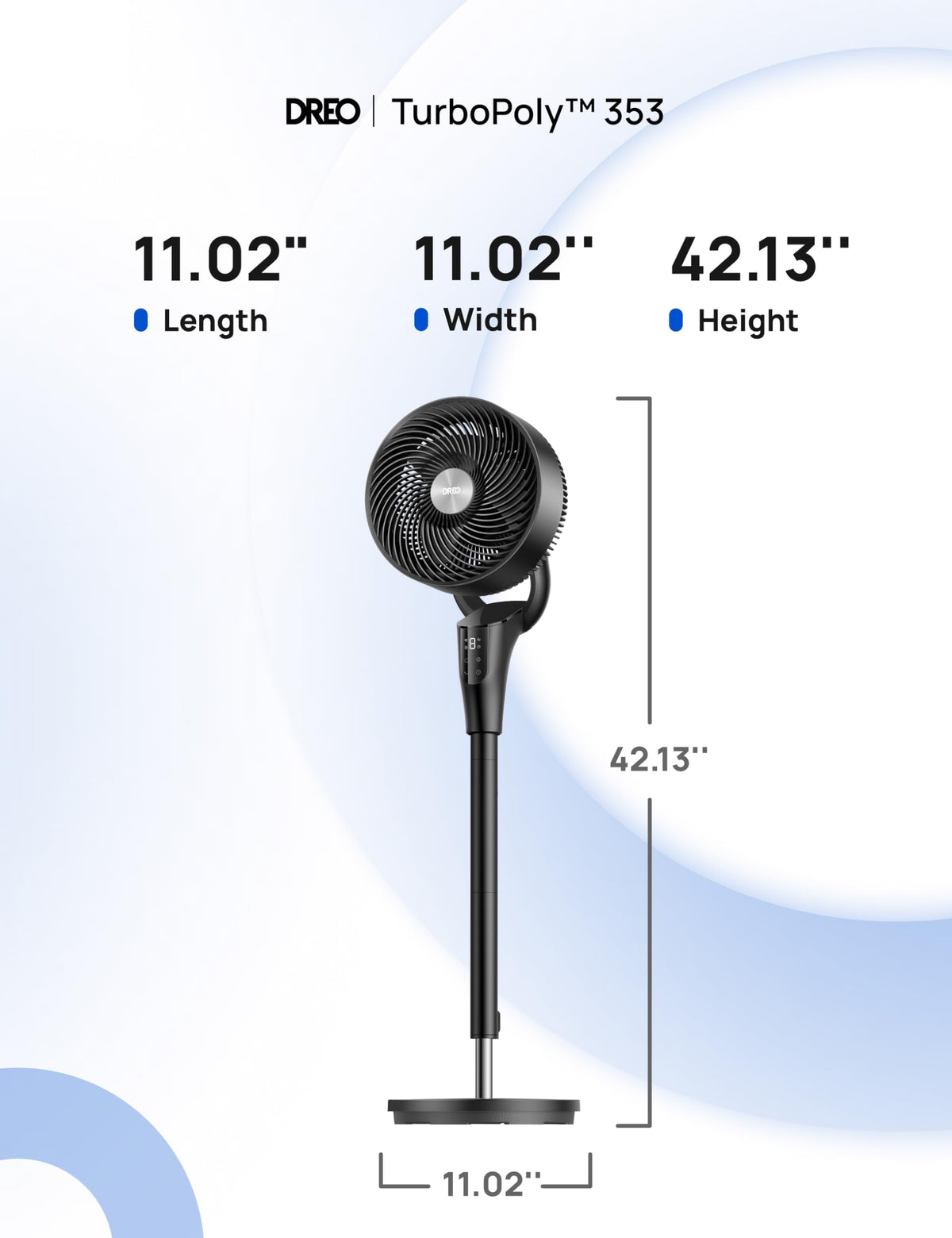 DREO Fan for Bedroom, 90Β° Oscillating Standing Fan, 20dB Quiet, 90ft Pedestal Fans for Room Office, DC Motor, 8+H Speeds, 3 Modes, 38-42'' Adjustable Height, Remote, 8H Timer, 105Β° Manual Vertical π All In One Marketplace Canada