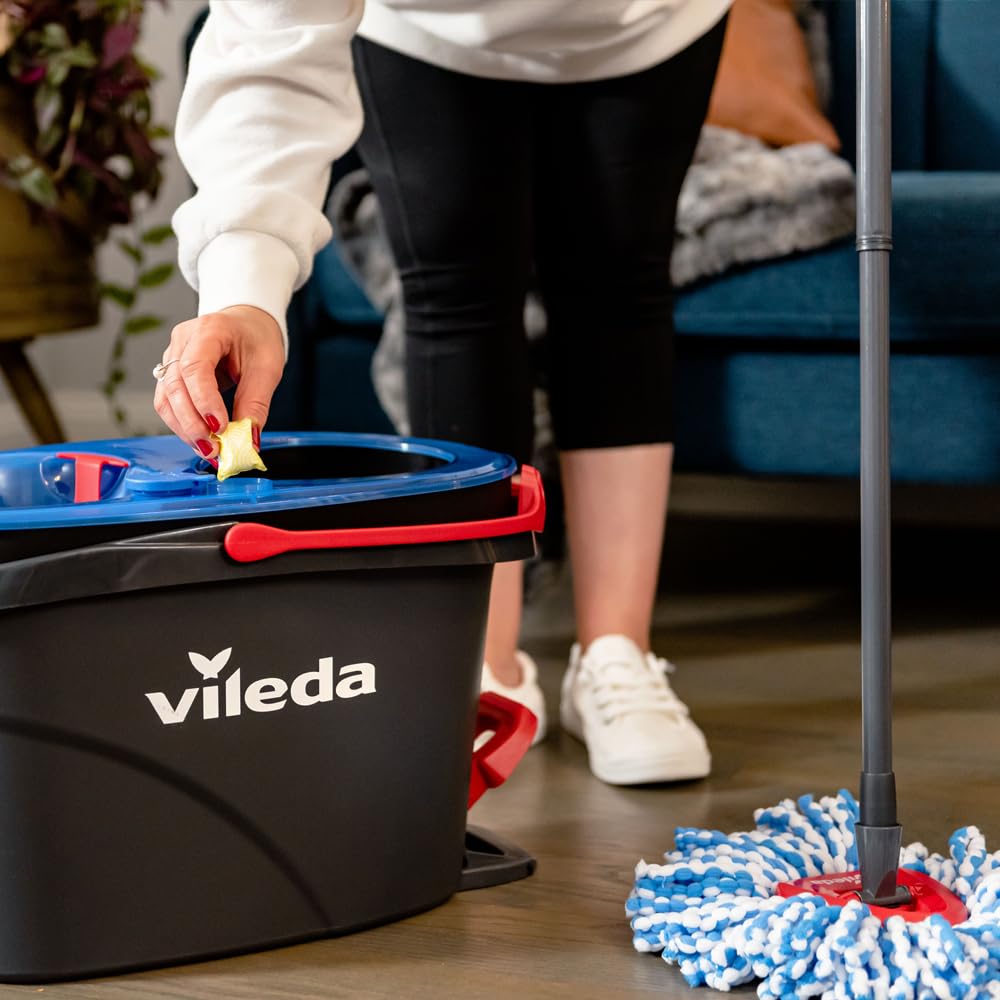 Vileda EasyWring RinseClean Spin Mop & Bucket System with 1 Extra Refill | 2-Tanks Separate Clean and Dirty Water | Machine Washable and Reusable Microfiber Mop Head | Hands-Free Wringing Mop Bucket ๐ All In One Marketplace Canada
