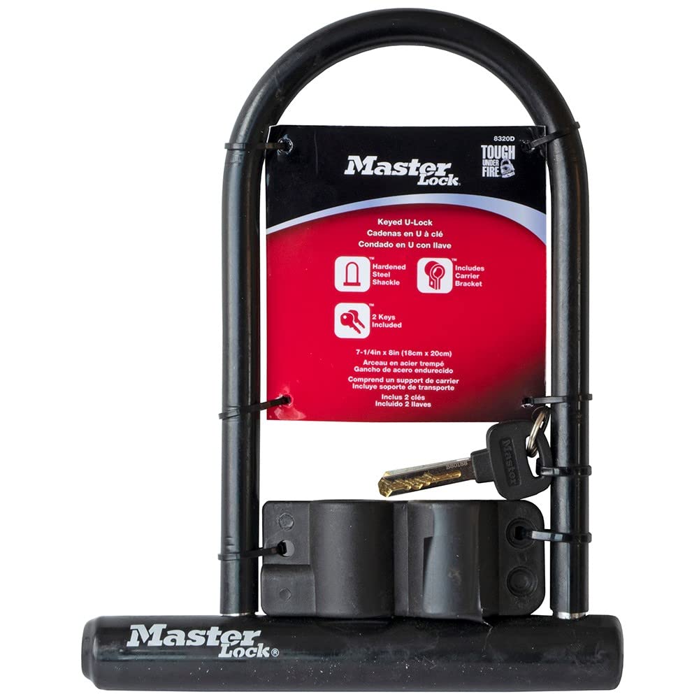 Master Lock Black Bike Lock with Key, Standard Size U-Lock for Bicycles and Other Outdoor Equipment, Anti-Theft Lock for Bikes, 8320D ๐ All In One Marketplace Canada