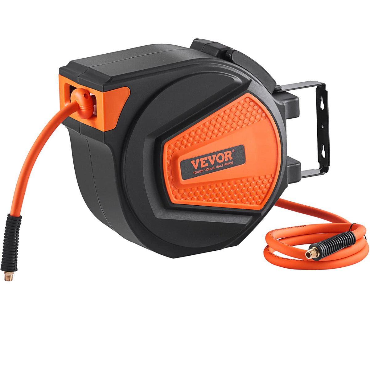 VEVOR Retractable Air Hose Reel, 3/8 in x 50 FT Hybrid Air Hose Max 300PSI, Air Compressor Hose Reel with 5 ft Lead in, Ceiling/Wall Mount Enclosed Air Reel, 180ยฐ Swivel Mount ๐ All In One Marketplace Canada