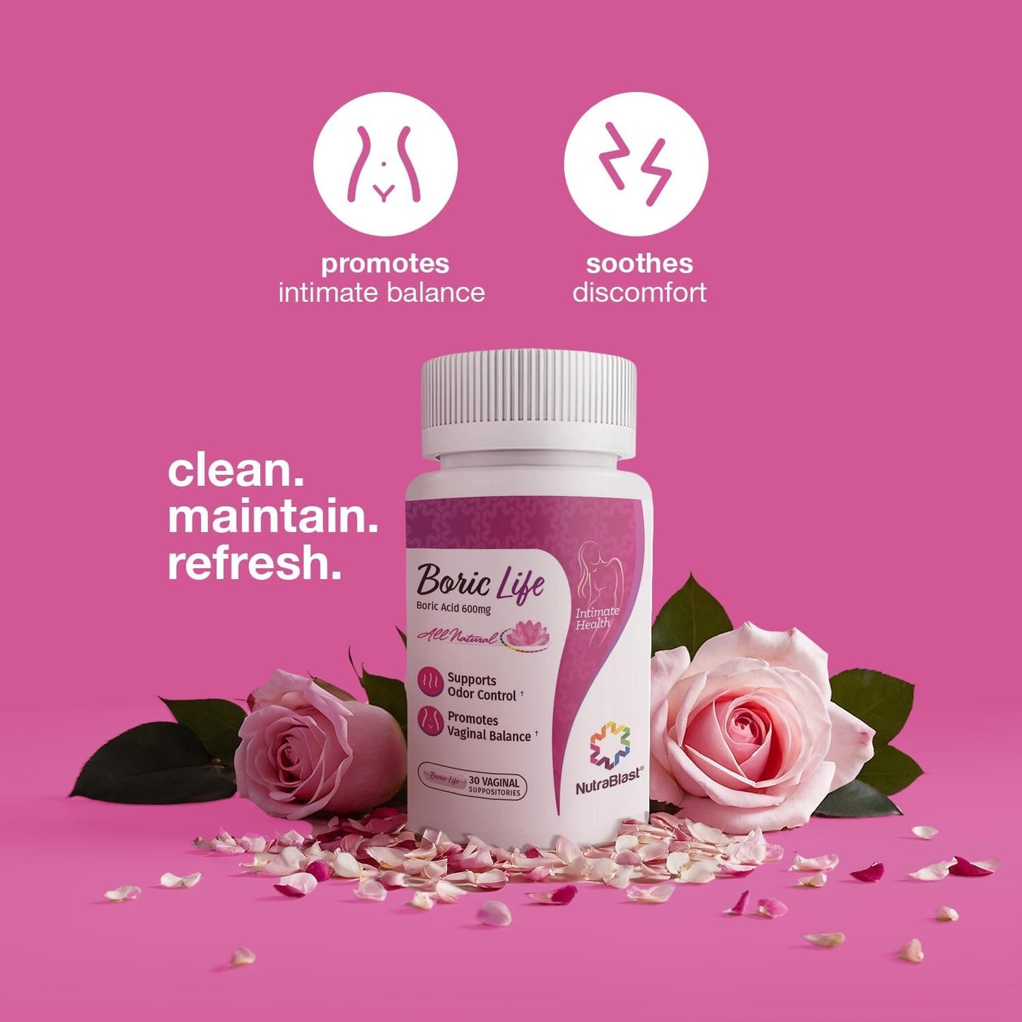 NutraBlast Boric Acid Vaginal Suppositories - 100% Pure Made in USA - Boric Life Intimate Health Support (14 Count) π All In One Marketplace Canada