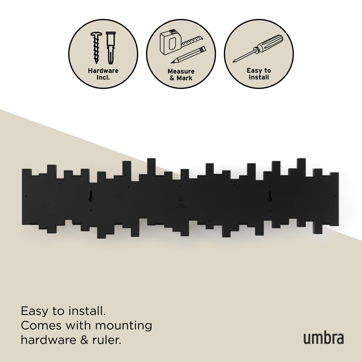 Umbra Sticks Wall-Mounted Coat Rack Rail Hook with 8 Retractable Pegs โ Modern, Space-Saving Storage Organizer, Black ๐ All In One Marketplace Canada