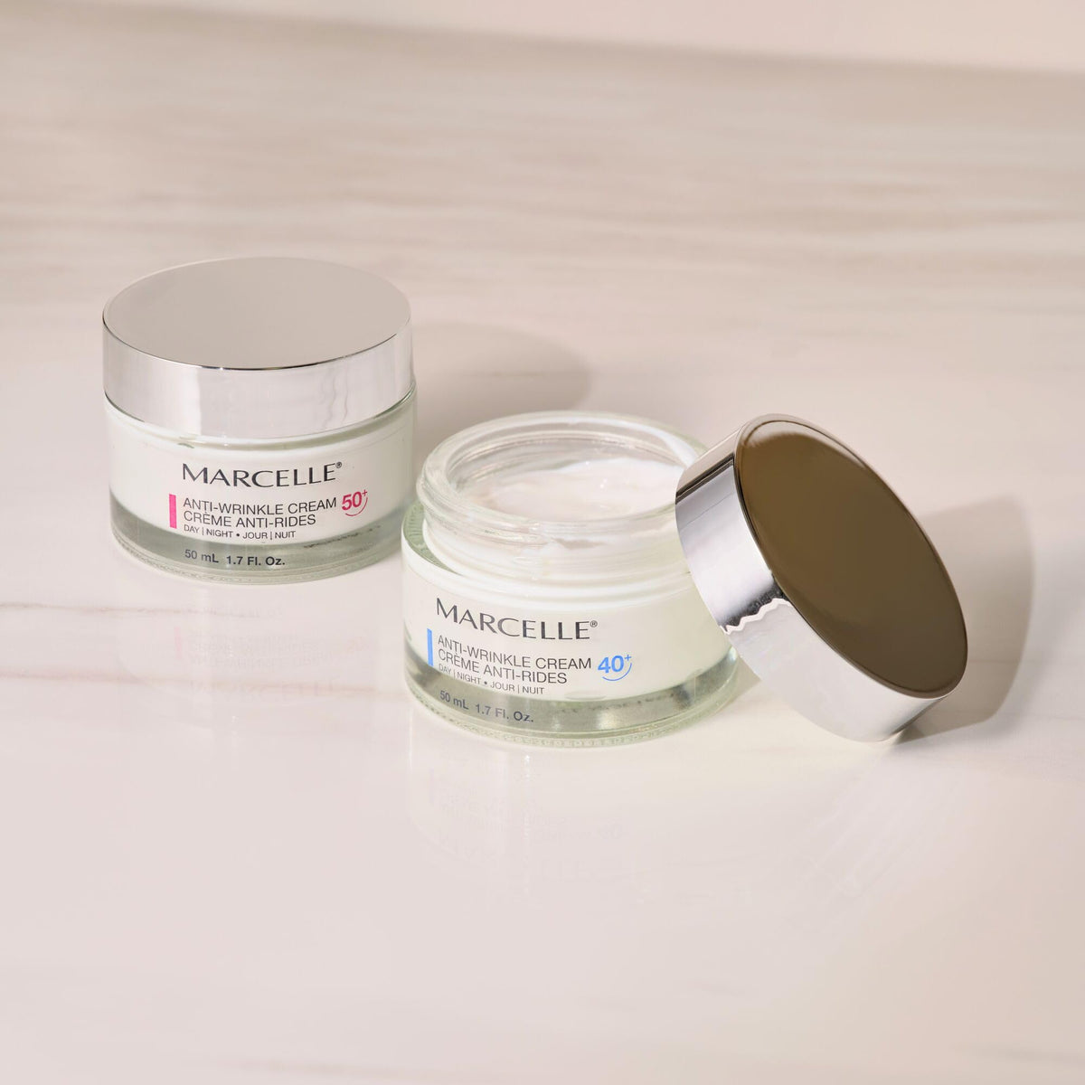 Marcelle Anti-Wrinkle Cream 50+, Day & Night, Anti-Aging Cream, Reduces Fine Lines & Wrinkles, 24H Hydration, Fragrance-Free, Hypoallergenic, Cruelty-Free, 50 mL ๐ All In One Marketplace Canada