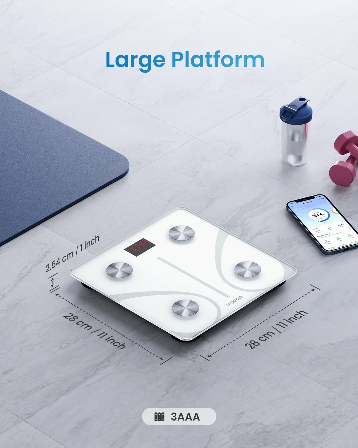 RENPHO Body Fat Scale, Smart Scale for Body Weight, BMI Digital Bathroom Weight Scale, Body Measurements with Smartphone App sync with Bluetooth, 400 lbs - White, Elis 1 ๐ All In One Marketplace Canada