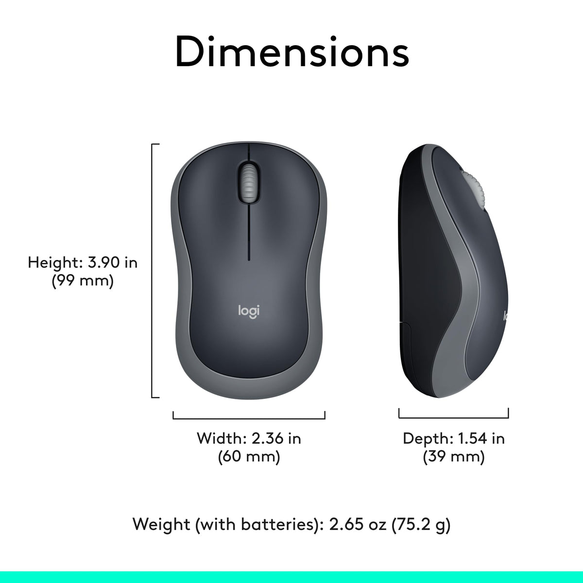 Logitech M185 Wireless Mouse, 2.4GHz with USB Mini Receiver, 12-Month Battery Life, 1000 DPI Optical Tracking, Ambidextrous, Compatible with PC, Mac, Laptop - Swift Grey ๐ All In One Marketplace Canada