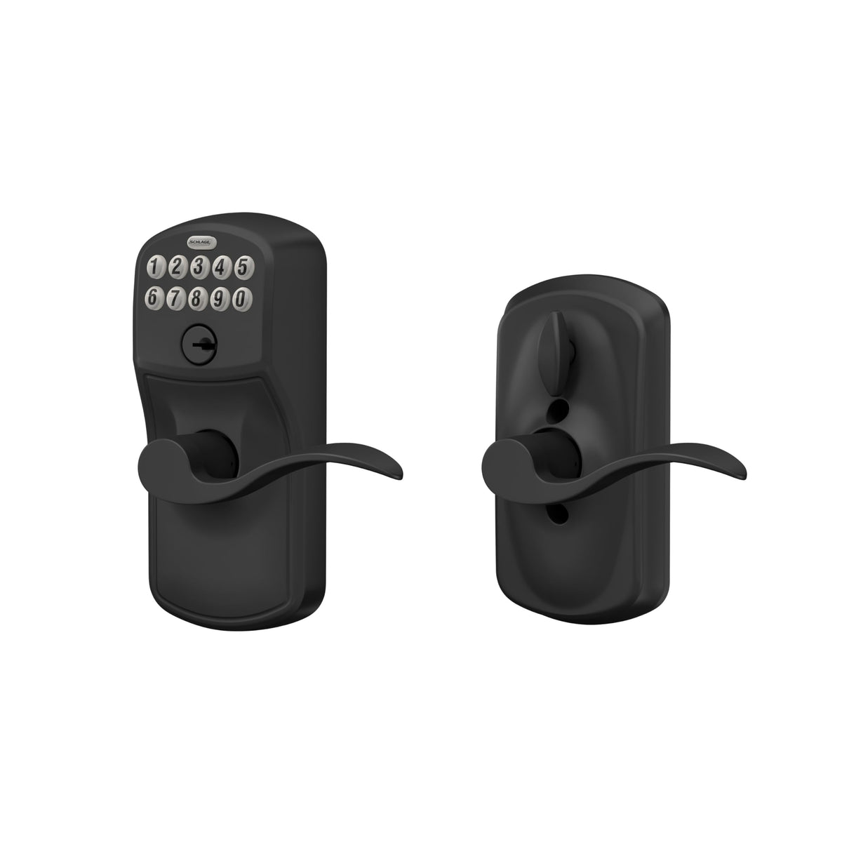 Schlage Electronic Keypad Lock, Lever Handle, Camelot Trim, Matte Black ๐ All In One Marketplace Canada