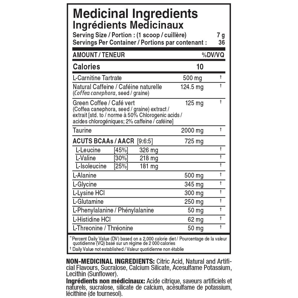 ALLMAX ACUTS Amino Energy Powder with Amino Acids Supplement, Orange, 36 Servings, Caffeine, Green Coffee Extract, 2000 mg Taurine, L-Carnitine, Sugar Free, Gluten & Dye Free, Amino Acid Drink ๐ All In One Marketplace Canada