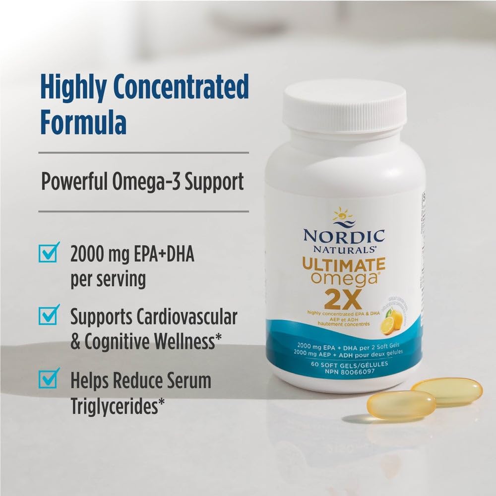 Nordic Naturals Ultimate Omega 2X - Extra Omega-3s Support Heart, Brain Health, 60 Count ๐ All In One Marketplace Canada