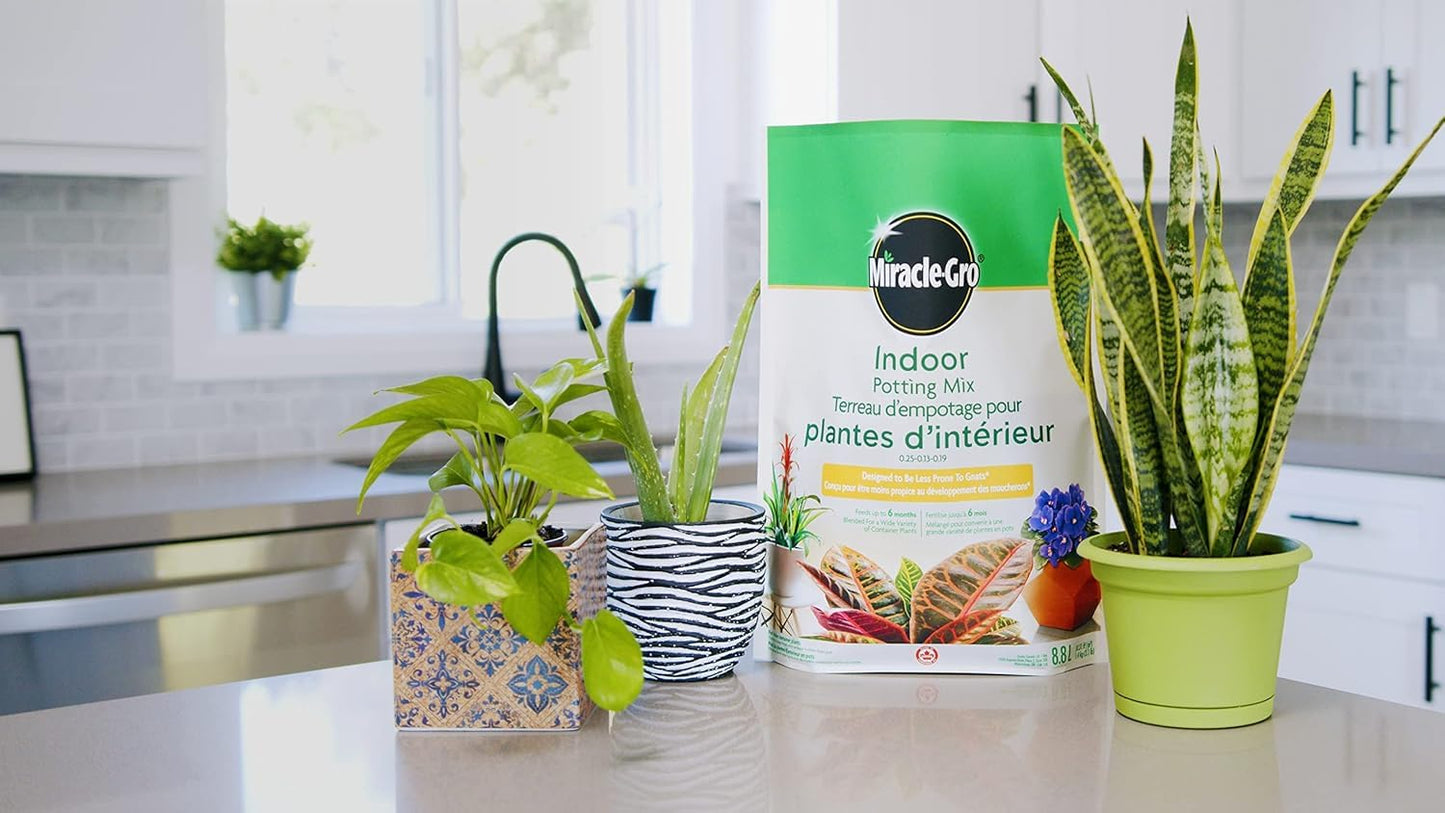 Miracle-Gro Indoor Potting Mix 8.8L, 2-Pack | Gnat-Free Formula with Coir & Perlite | Feeds 6 Months for Houseplants & Containers π All In One Marketplace Canada