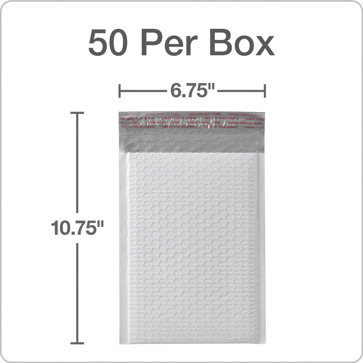 Quality Park Bubble Mailers, 6 x 9 Shipping Envelopes, Water Resistant White Poly Padded Envelopes, Redi-Strip Peel Off Closure, 50 Per Box (QUA85856) ๐ All In One Marketplace Canada