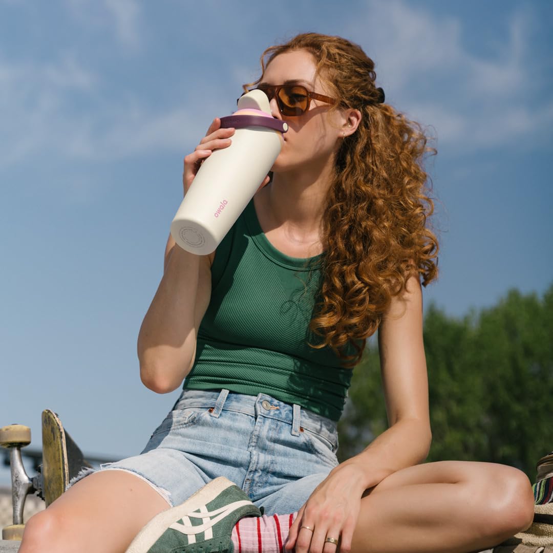 Owala FreeSip Sway Insulated Stainless Steel Water Bottle with Two-Way Spout, Built-In Straw and Bucket Handle, Made for Travel, School, and Sports, 30oz, BPA Free, Leak Proof, Angel Food Cake ๐ All In One Marketplace Canada