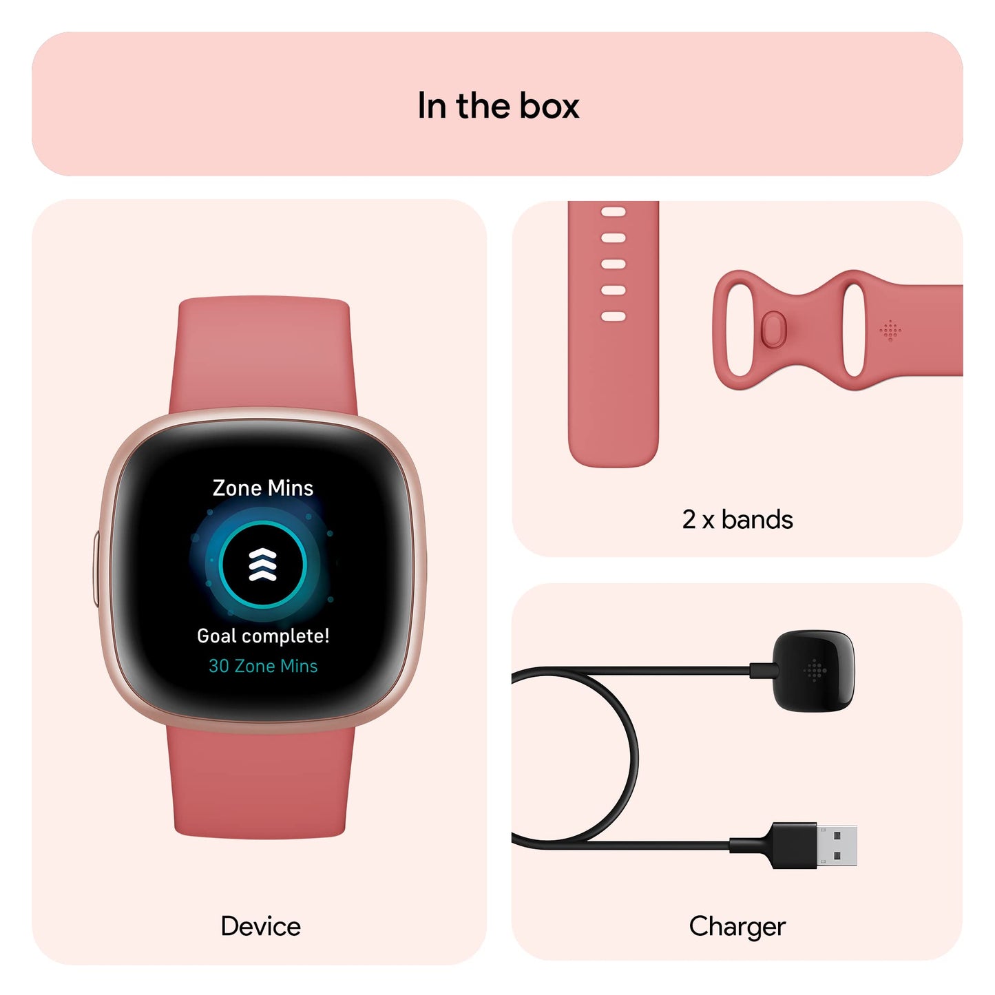 Google Fitbit Versa 4 Fitness Smartwatch with Daily Readiness, Gps, 24/7 Heart Rate, 40+ Exercise Modes, Sleep Tracking and More, Pink Sand/copper Rose, One Size (S and L Bands Included) ๐ All In One Marketplace Canada