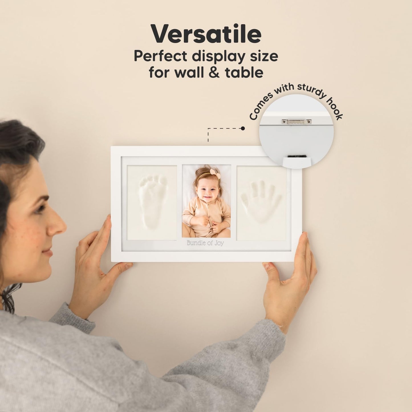 Baby Hand and Footprint Kit - Clay Handprint Keepsake Frame, Newborn Nursery Picture Frame, Personalized New Mom Gifts for Baby Shower & Registry (Alpine White) π All In One Marketplace Canada