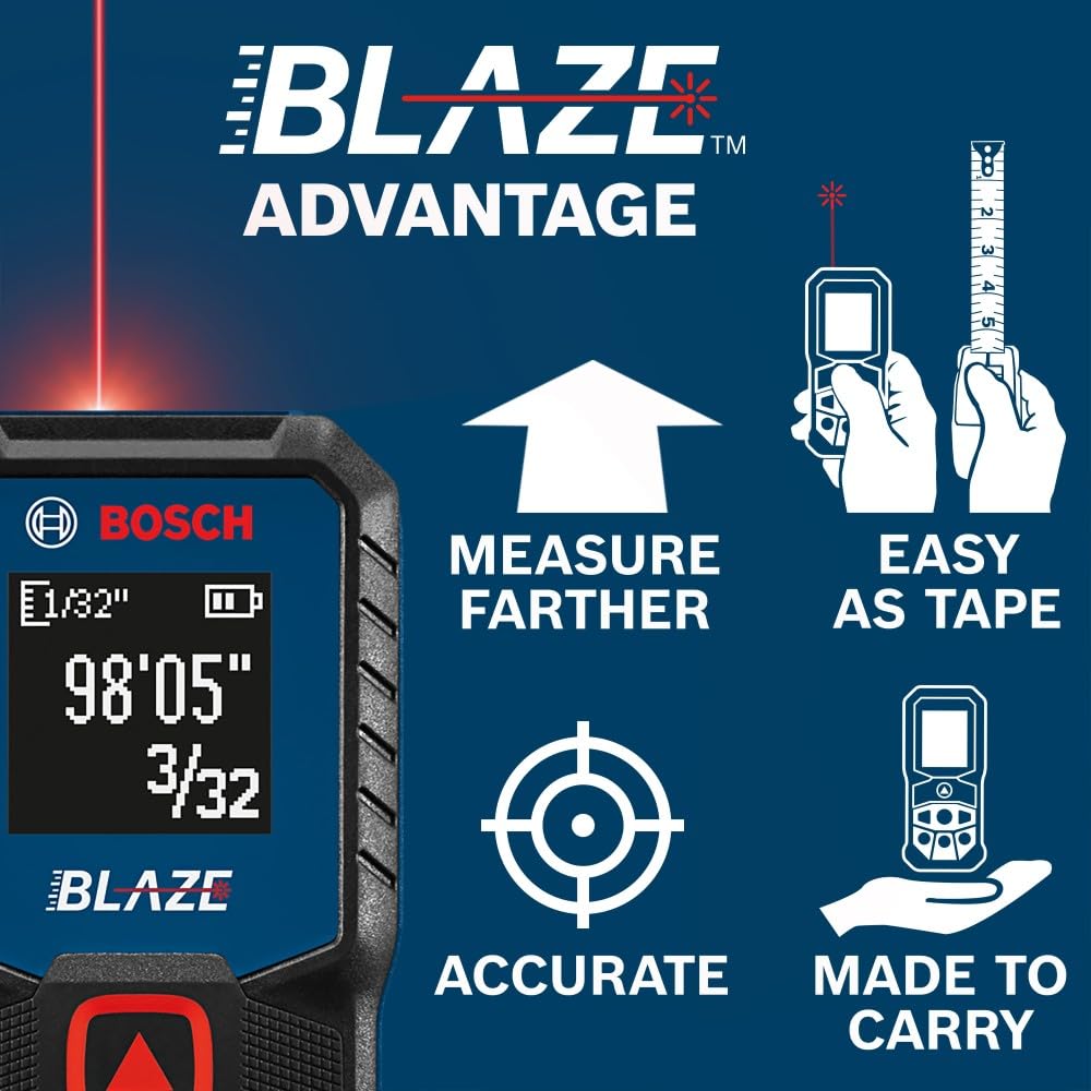 BOSCH GLM100-23 100 Ft Blaze Laser Distance Measure, Includes 2 AA Batteries, Distance Measuring Laser ๐ All In One Marketplace Canada