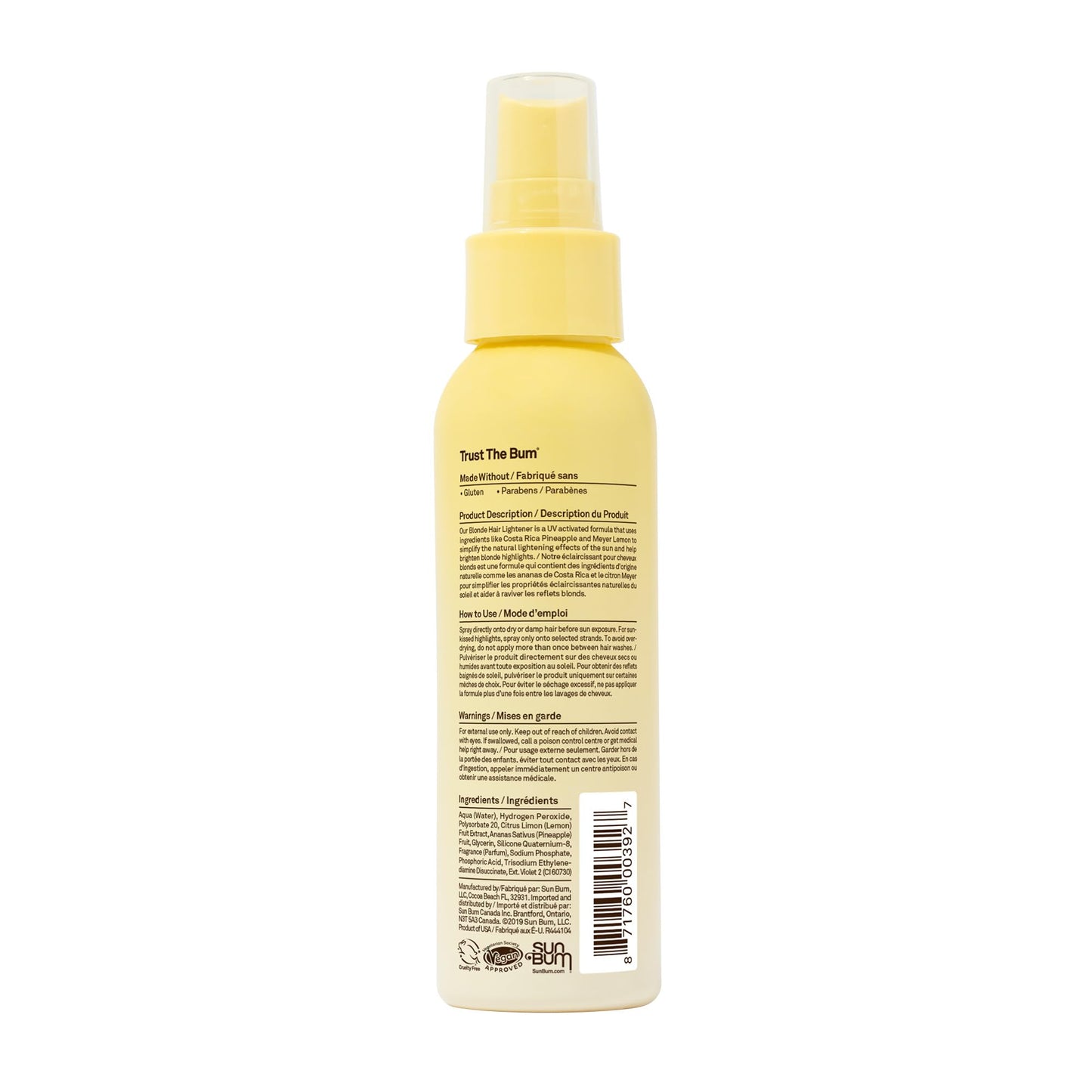 Sun Bum Blonde Formula Hair Lightener, Hair Highlighting Spray, Paraben Free, Gluten Free, 118 mL Spray Bottle, 1 Count đ All In One Marketplace Canada