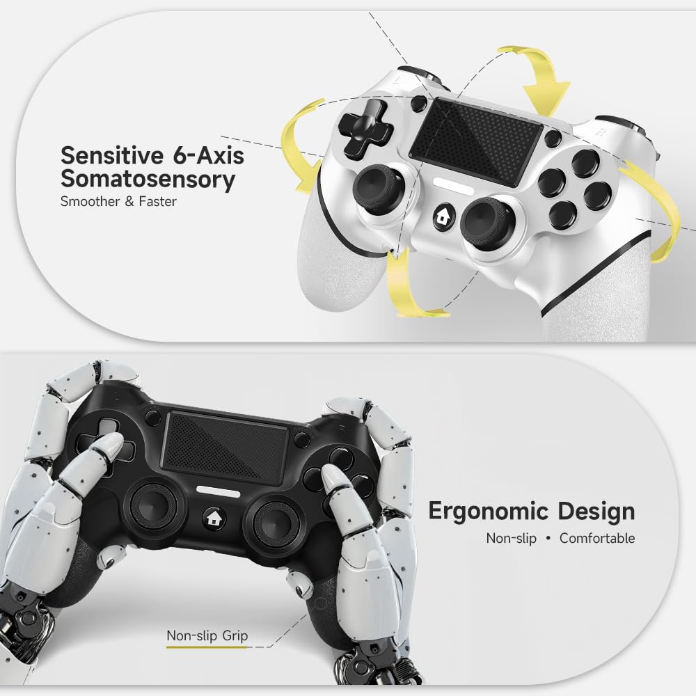 AceGamer 2 Pack for PS4 Controller, Wireless Controller for PS4/Slim/PC, with Non-Slip Grip of Both Sides and USB-C Cable! (Black and White) đ All In One Marketplace Canada