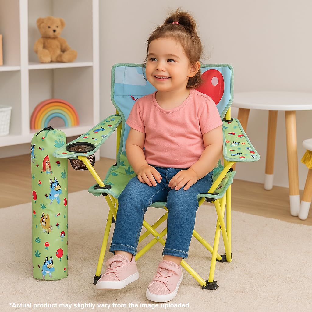 Bluey Folding Camp Chair with Cup Holder and Carry Bag, 600D Polyester, Toddlers up to 80 lbs ๐ All In One Marketplace Canada