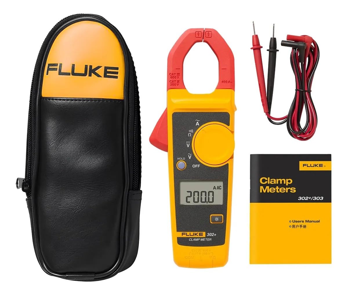 Fluke 302+ Digital Clamp Meter, 30mm Jaw, Measures AC Current to 400A, Measures AC/DC Voltage to 600V, Resistance, Continuity, and Capacitance Measurements, Includes 2 Year Warranty ๐ All In One Marketplace Canada