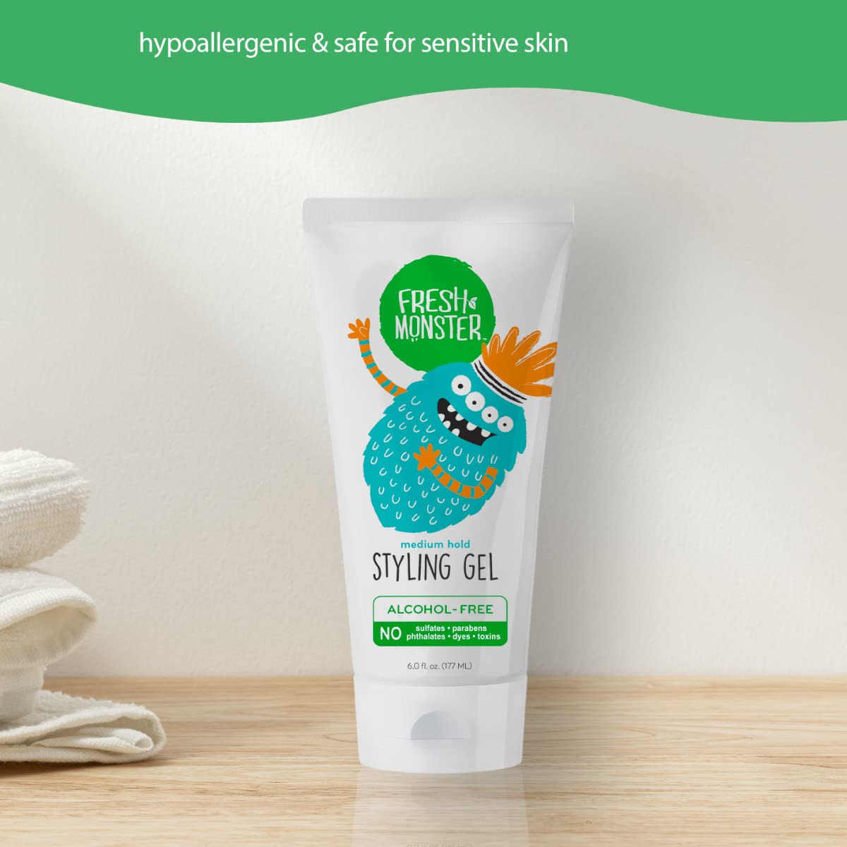 Fresh Monster Natural Hair Gel for Kids & Babies, Alcohol-Free, Toxin-Free, Flexible Medium Hold, 6.0oz ๐ All In One Marketplace Canada