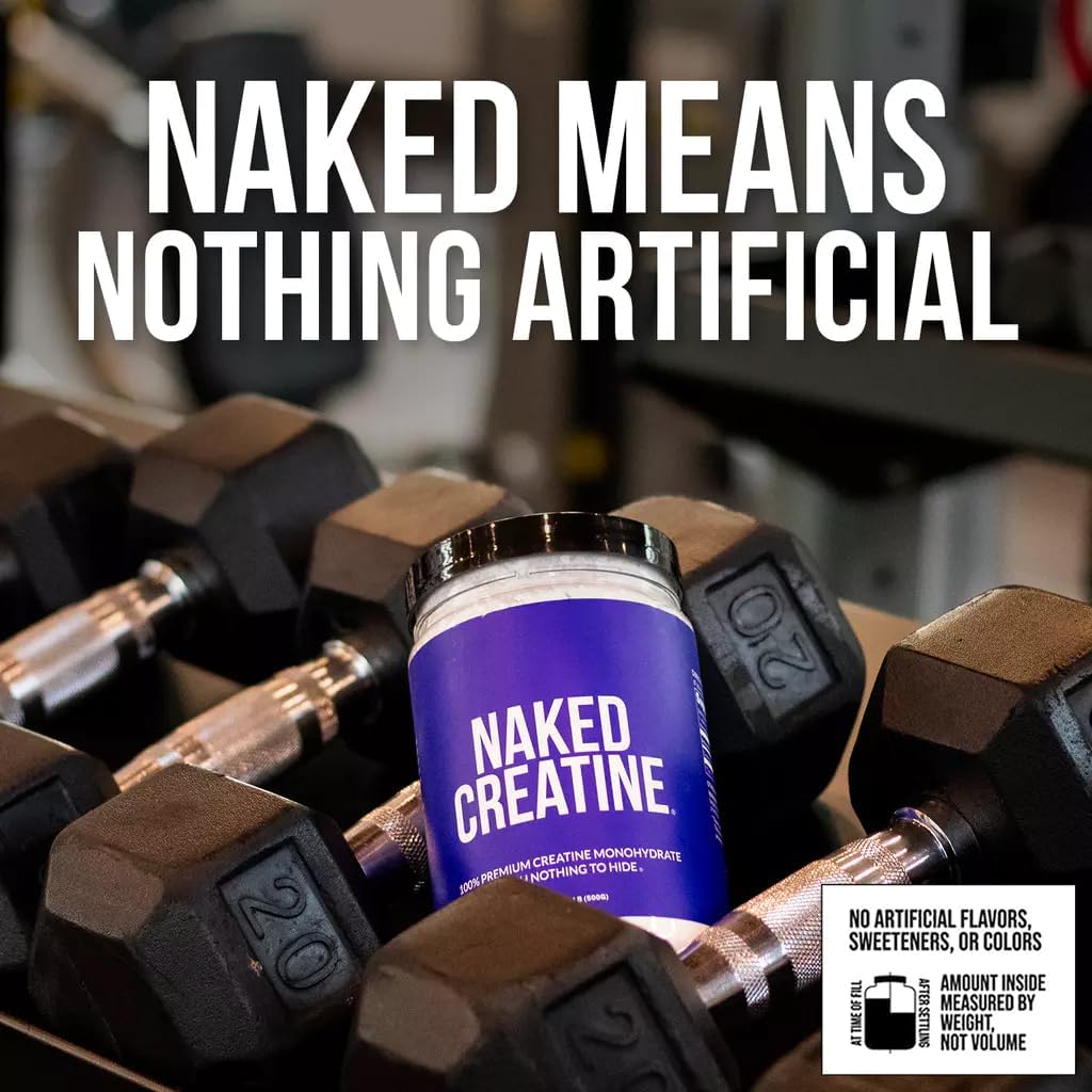NAKED Pure Micronized Creatine Monohydrate Powder - NSF Certified, Unflavored, 500g, 1.1lb Bulk - Vegan, Non-GMO, Gluten-Free, Soy-Free, No Fillers, Supports Muscle Growth & Strength - 100 Servings ๐ All In One Marketplace Canada