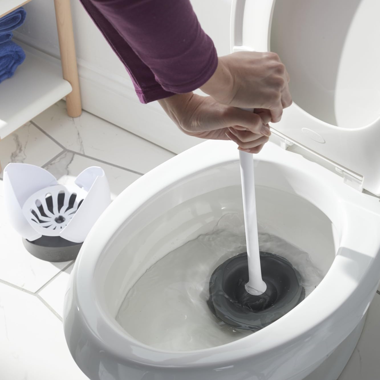 Clorox Toilet Plunger with Hideaway Caddy for Bathroom, Accessories Organizers & Storage, Toilet Unclogger, Plunger with Holder ๐ All In One Marketplace Canada
